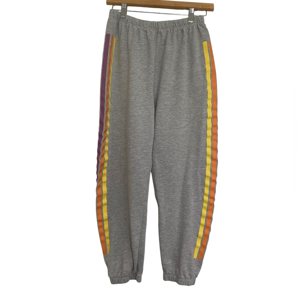 Grayson Threads sweatpants joggers gray with stripes on sides